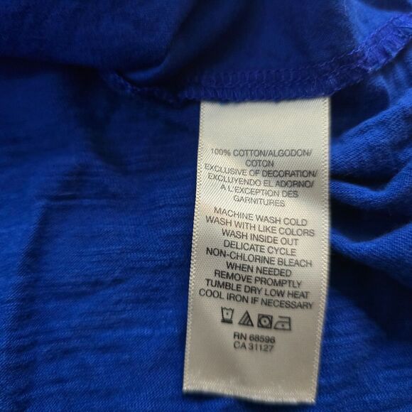 DKNY Tank Top Women's XL Blue Sleeveless Wide Straps Embordered Aztec - Picture 7 of 16